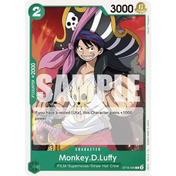 One Piece Trading Card Game Starter Deck 16: GREEN Uta Common Monkey.D.Luffy ST16-005