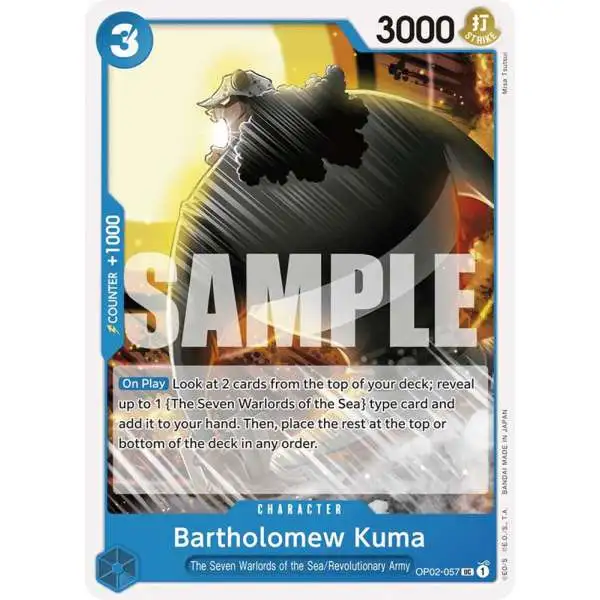 One Piece Trading Card Game Starter Deck 17: BLUE Donquixote Doflamingo Uncommon Bartholomew Kuma OP02-057