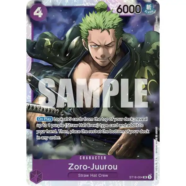 One Piece Trading Card Game Starter Deck 18: PURPLE Monkey.D.Luffy Super Rare Zoro-Juurou ST18-004