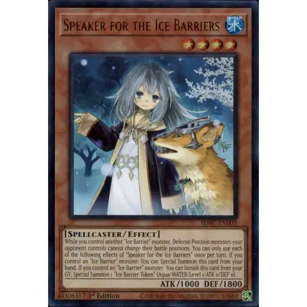 YuGiOh Freezing Chains Ultra Rare Speaker for the Ice Barriers SDFC-EN003
