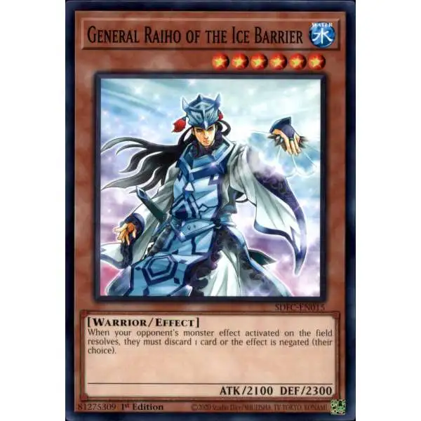 YuGiOh Freezing Chains Common General Raiho of the Ice Barrier SDFC-EN015