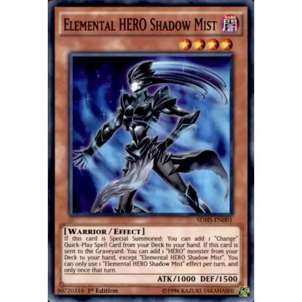 YuGiOh HERO Strike Structure Deck Super Rare Elemental HERO Shadow Mist SDHS-EN001