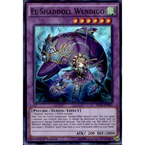 YuGiOh Secrets of Eternity Super Rare El Shaddoll Wendigo SECE-EN047