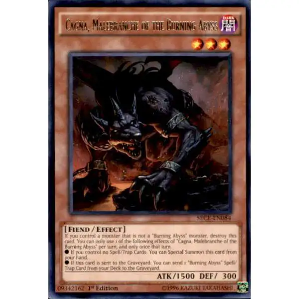 YuGiOh Secrets of Eternity Rare Cagna, Malebranche of the Burning Abyss SECE-EN084