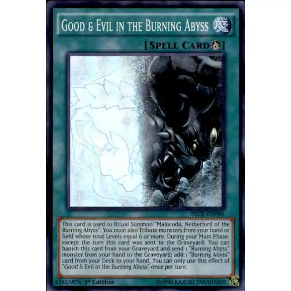 YuGiOh Secrets of Eternity Super Rare Good & Evil in the Burning Abyss SECE-EN086