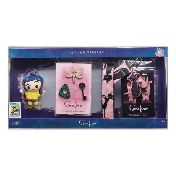 Coraline 3D Figural Foam Bag Clip 15th Anniversary Deluxe Gift Set