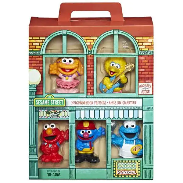 Sesame Street Neighborhood Friends Big Bird, Elmo, Grover, Cookie Monster & Zoe 3-Inch Figure 5-Pack [Damaged Package]