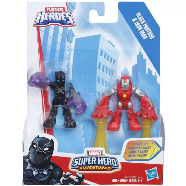 Marvel Playskool Heroes Super Hero Adventures Black Panther & Iron Man Action Figure 2-Pack [Power Up!]