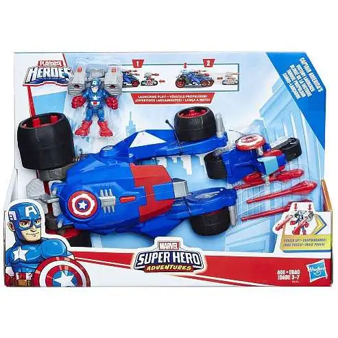 Marvel Playskool Heroes Super Hero Adventures Captain America's Victory Launcher Action Figure & Vehicle