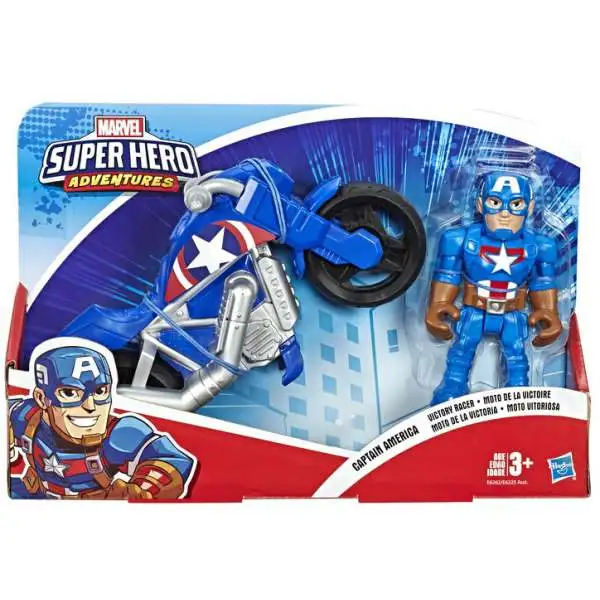 Marvel Playskool Heroes Super Hero Adventures Captain America Victory Racer Action Figure Set