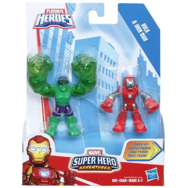 Marvel Playskool Heroes Super Hero Adventures Iron Man & Hulk Action Figure 2-Pack [Power Up!]