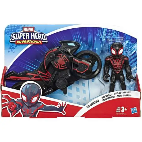 Marvel Playskool Heroes Super Hero Adventures Kid Arachnid Web Wheels Action Figure Set