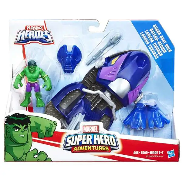 Marvel Playskool Heroes Super Hero Adventures Shark Boat Hulk Action Figure & Vehicle