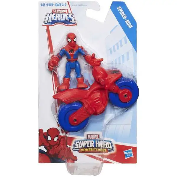 Marvel Playskool Heroes Super Hero Adventures Spider-Man with BIke Action Figure Set