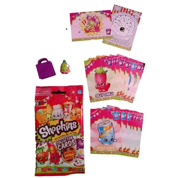 Shopkins Trading Cards Pack & Minifigure with Shopping Bag Trading Cards Pack & Minifigure with Shopping Bag