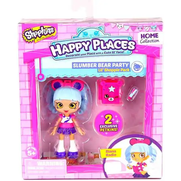 Shopkins Happy Places Series 2 Riana Radio Lil' Shoppie Pack #351 & 350 [Slumber Bear Party]