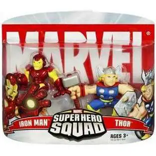 Marvel Super Hero Squad Series 2 Iron Man & Thor 3-Inch Mini Figure 2-Pack