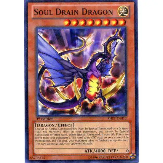 YuGiOh Trading Card Game Shadow Specters Common Soul Drain Dragon SHSP-EN013