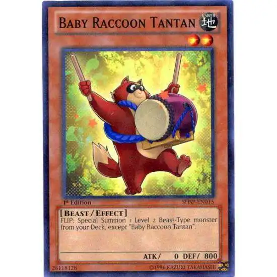 YuGiOh Trading Card Game Shadow Specters Common Baby Raccoon Tantan SHSP-EN015