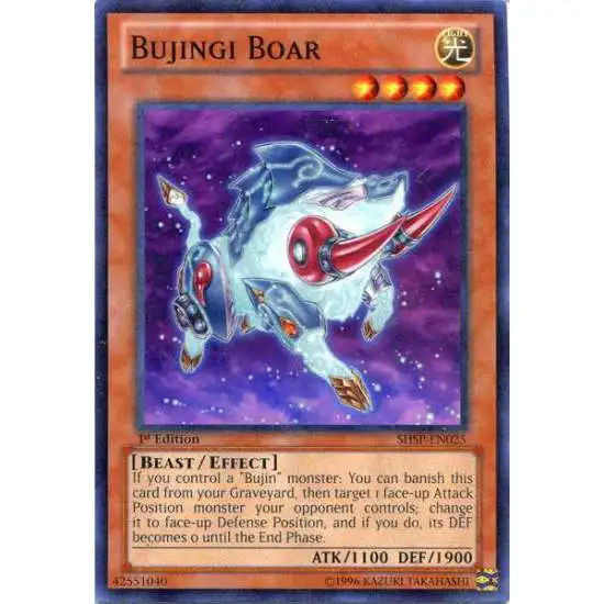 YuGiOh Trading Card Game Shadow Specters Common Bujingi Boar SHSP-EN025