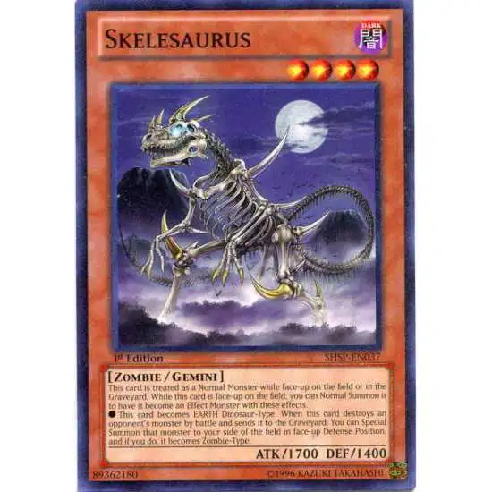 YuGiOh Trading Card Game Shadow Specters Common Skelesaurus SHSP-EN037