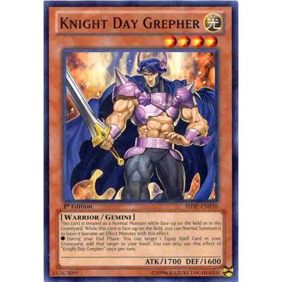 YuGiOh Trading Card Game Shadow Specters Common Knight Day Grepher SHSP-EN038