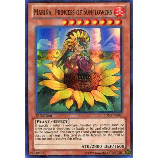 YuGiOh Trading Card Game Shadow Specters Super Rare Marina, Princess of Sunflowers SHSP-EN040