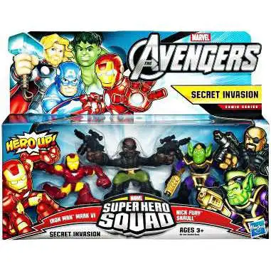 Marvel Avengers Super Hero Squad Secret Invasion Figure 3-Pack [Iron Man Mark VI, Nick Fury & Skrull]