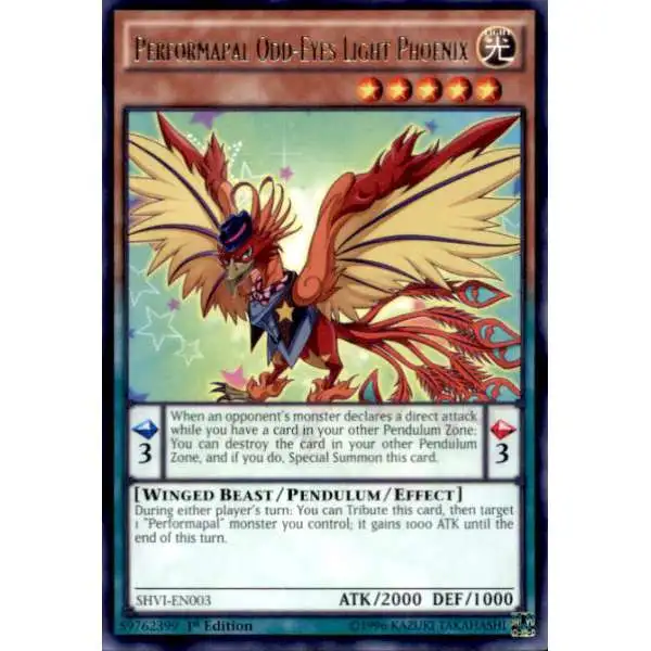 YuGiOh Trading Card Game Shining Victories Rare Performapal Odd-Eyes Light Phoenix SHVI-EN003