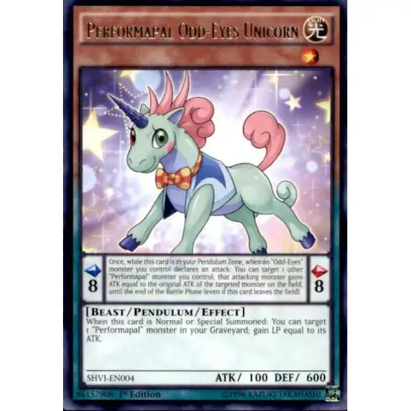 YuGiOh Trading Card Game Shining Victories Rare Performapal Odd-Eyes Unicorn SHVI-EN004