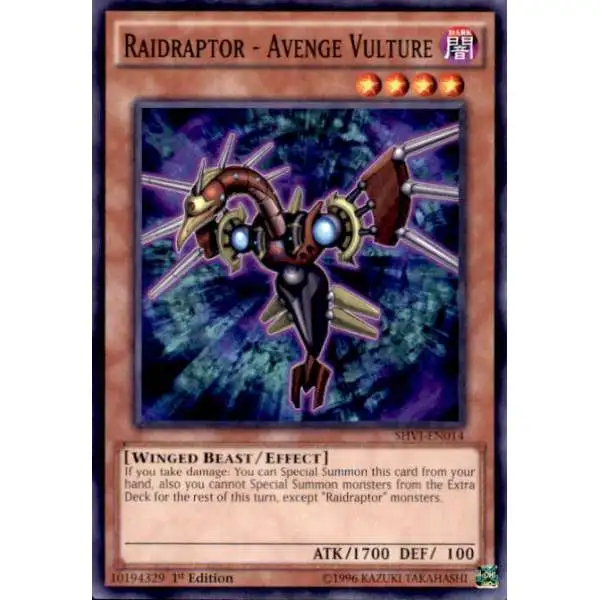 YuGiOh Trading Card Game Shining Victories Common Raidraptor - Avenge Vulture SHVI-EN014