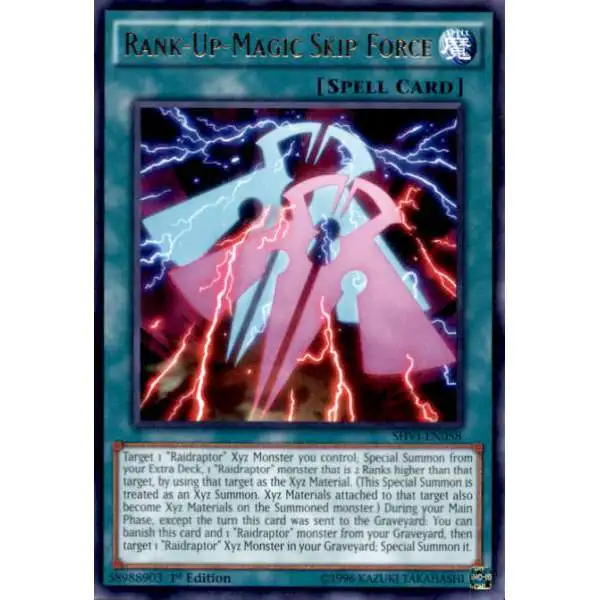 YuGiOh Trading Card Game Shining Victories Rare Rank-Up-Magic Skip Force SHVI-EN058