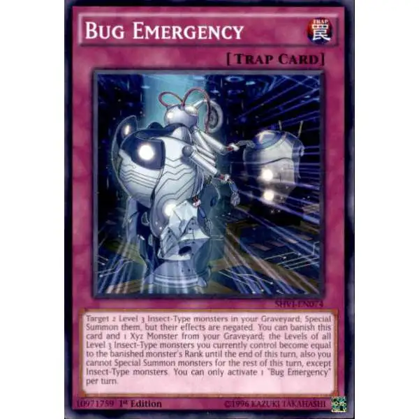 YuGiOh Trading Card Game Shining Victories Common Bug Emergency SHVI-EN074