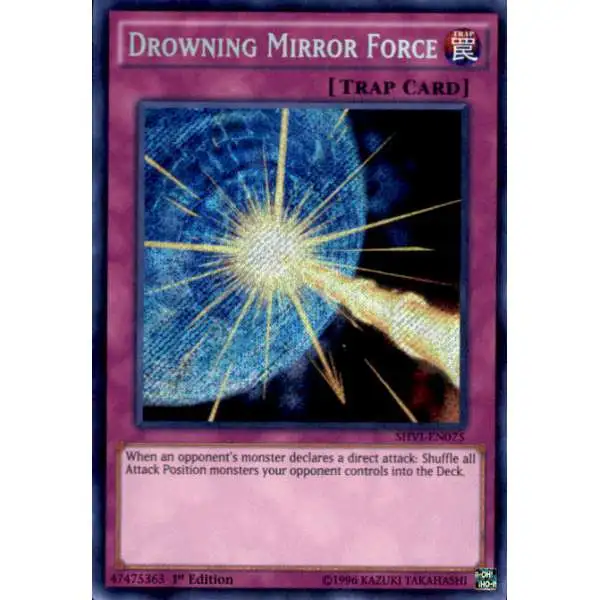 YuGiOh Trading Card Game Shining Victories Secret Rare Drowning Mirror Force SHVI-EN075