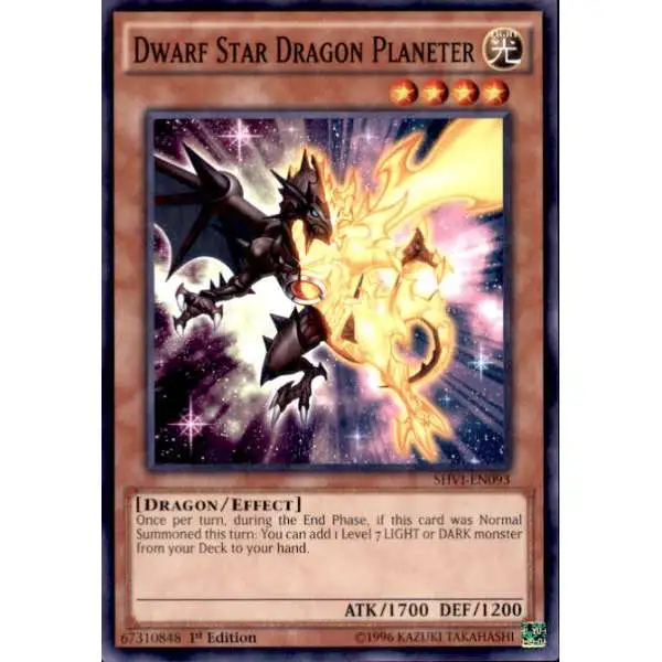YuGiOh Trading Card Game Shining Victories Common Dwarf Star Dragon Planeter SHVI-EN093