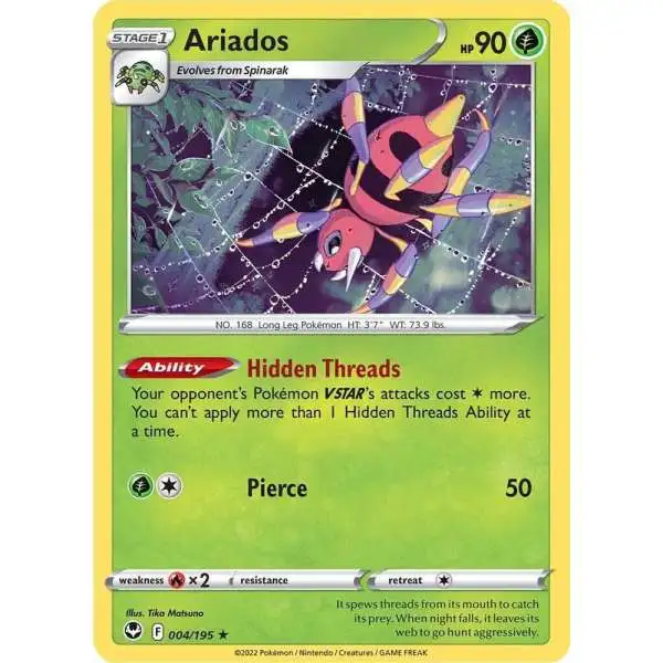 Pokemon Trading Card Game Sword & Shield Silver Tempest Holo Rare Ariados #4