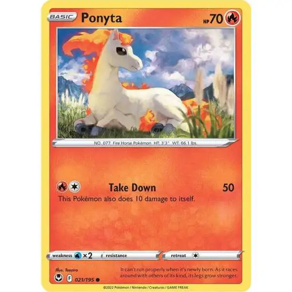 Pokemon Trading Card Game Sword & Shield Silver Tempest Common Ponyta #21