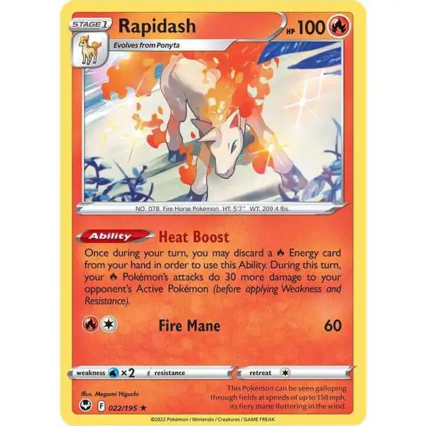 Pokemon Trading Card Game Sword & Shield Silver Tempest Holo Rare Rapidash #22