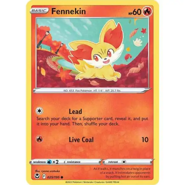 Pokemon Trading Card Game Sword & Shield Silver Tempest Common Fennekin #25