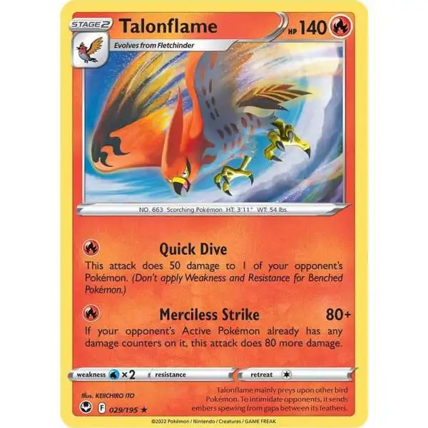 Pokemon Trading Card Game Sword & Shield Silver Tempest Rare Talonflame #29