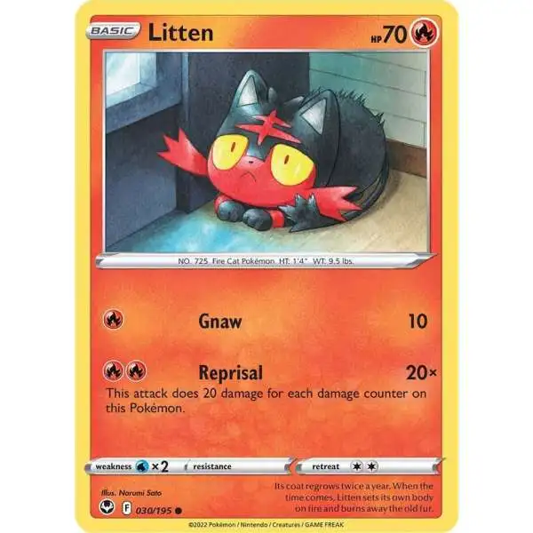 Pokemon Trading Card Game Sword & Shield Silver Tempest Common Litten #30