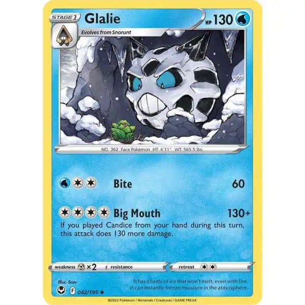 Pokemon Trading Card Game Sword & Shield Silver Tempest Uncommon Glalie #42