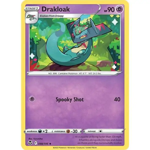 Pokemon Trading Card Game Sword & Shield Silver Tempest Uncommon Drakloak #88