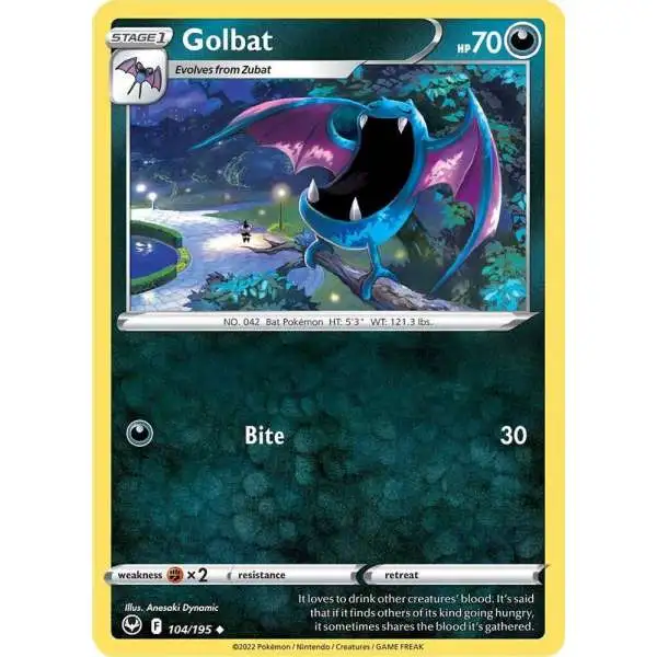 Pokemon Trading Card Game Sword & Shield Silver Tempest Uncommon Golbat #104