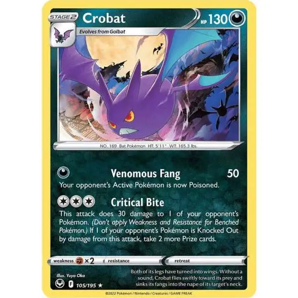 Pokemon Trading Card Game Sword & Shield Silver Tempest Holo Rare Crobat #105