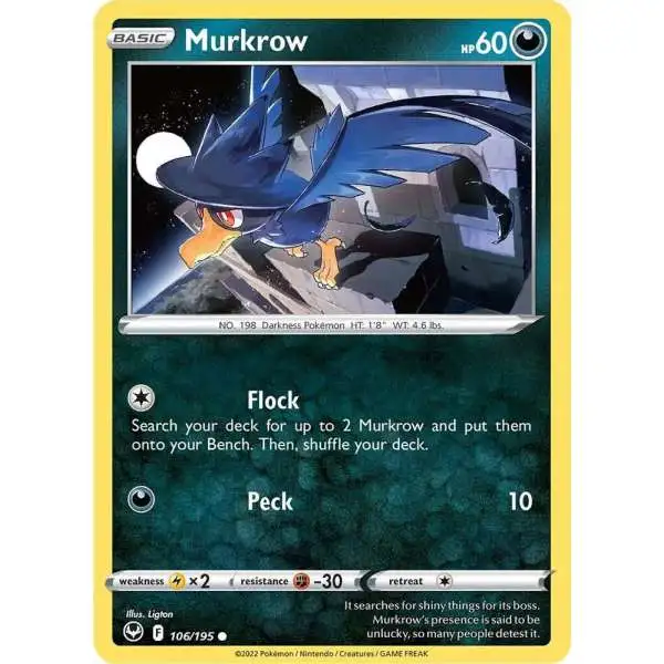 Pokemon Trading Card Game Sword & Shield Silver Tempest Common Murkrow #106
