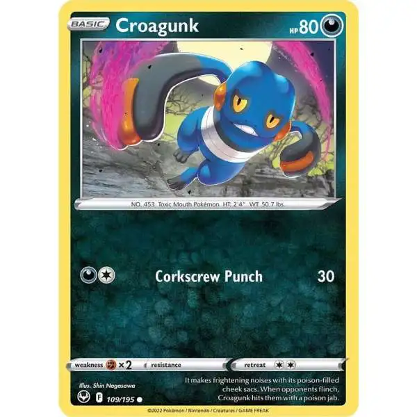 Pokemon Trading Card Game Sword & Shield Silver Tempest Common Croagunk #109