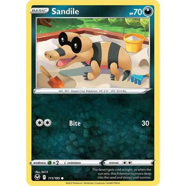 Pokemon Trading Card Game Sword & Shield Silver Tempest Common Sandile #111