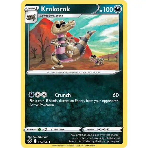 Pokemon Trading Card Game Sword & Shield Silver Tempest Uncommon Krokorok #112