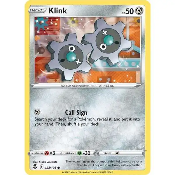 Pokemon Trading Card Game Sword & Shield Silver Tempest Common Klink #123